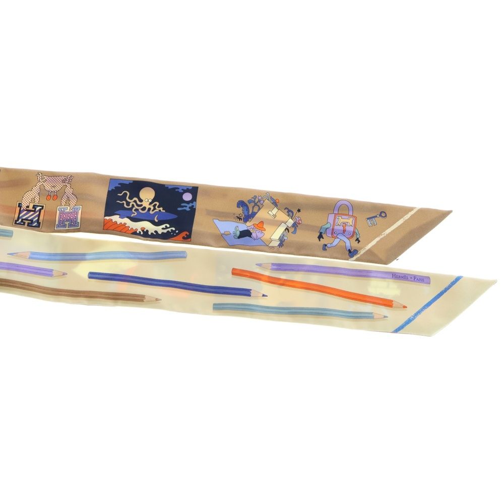 HERMES (エルメス) ツイリー さあ色鉛筆を出して！カレ・リブレ シルク