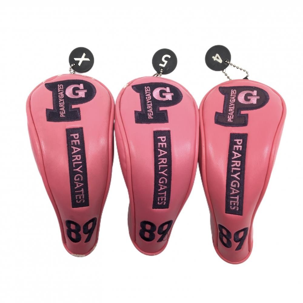 パーリーゲイツ ヘッドカバー3点セット(UT) ピンク×ネイビー