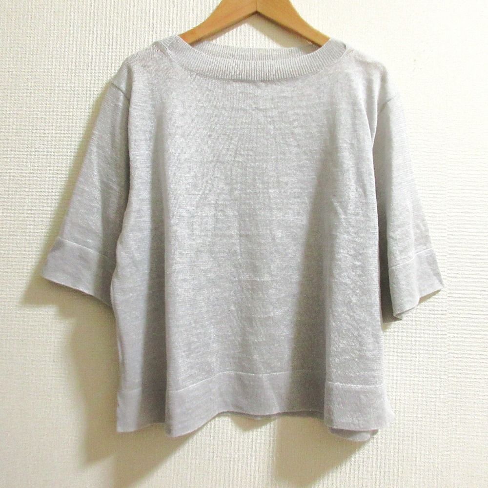 HOWELL マーガレットハウエル ファインリネン ハーフスリーブ ニットセーター サイズ2 グレー レディース 古着