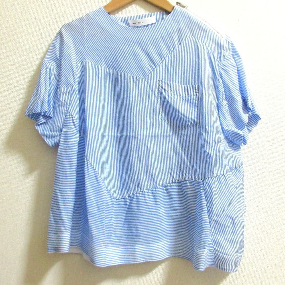 美品 sacai luck サカイラック ショルダージップ ストライプ 半袖