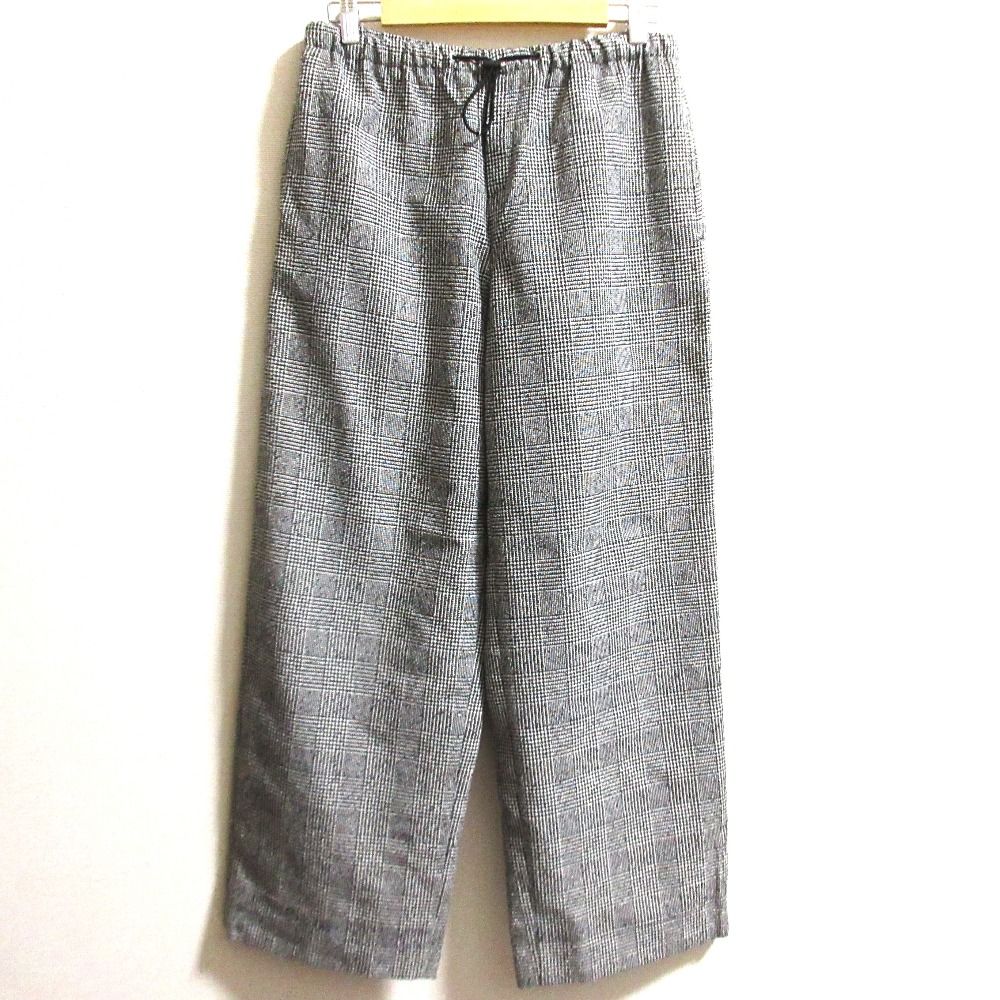 24 AW Munich ミューニック ウールリングチェックドビー イージーパンツ サイズS ブラック ホワイト レディース 古着