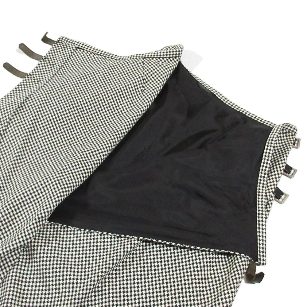 INGEBORG インゲボルグ チェック レースジャケット ラップロングスカート セットアップ サイズM ホワイト ブラック レディース 古着