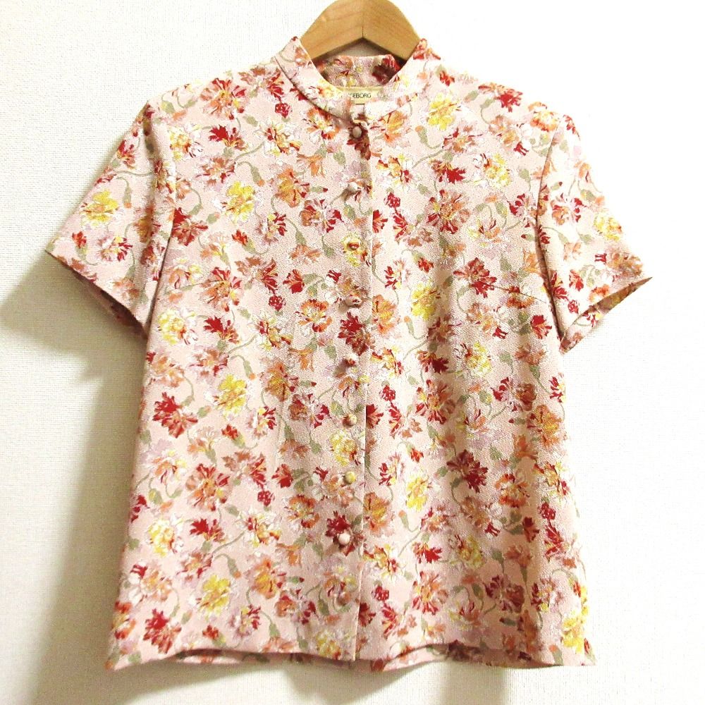 INGEBORG インゲボルグ ジョーセットフラワープリント シャツ ロングスカート セットアップ サイズM ピンク レディース 古着