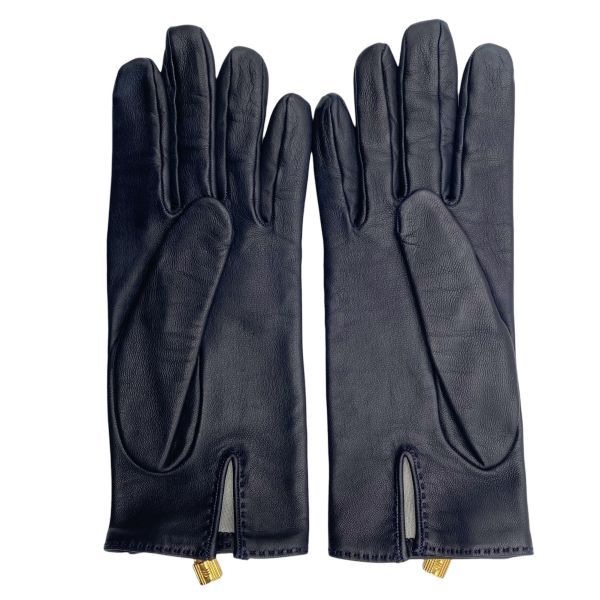 ○ エルメス HERMES ケリー Kelly レザーグローブ 手袋 カデナ 金具