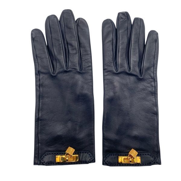 ○ エルメス HERMES ケリー Kelly レザーグローブ 手袋 カデナ 金具