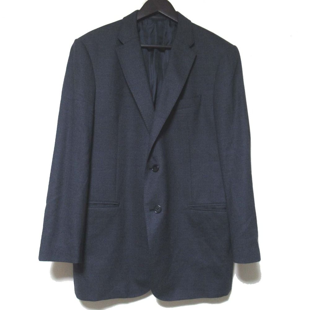 ARMANI アルマーニコレツィオーニ M LINE テーラードジャケット スラックス スーツ セットアップ 52 ネイビー メンズ 古着