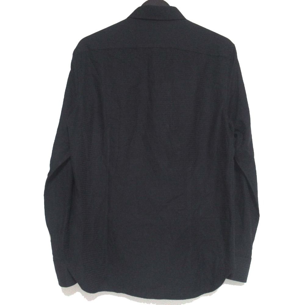 24 AW EMPORIO ARMANI エンポリオアルマーニ シャドーボーダー柄 長袖 シャツ Mサイズ ブラック メンズ 古着