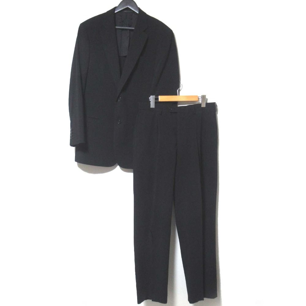 ARMANI アルマーニコレツィオーニ テーラードジャケット スラックスパンツ スーツ セットアップ 50 ブラック メンズ 古着