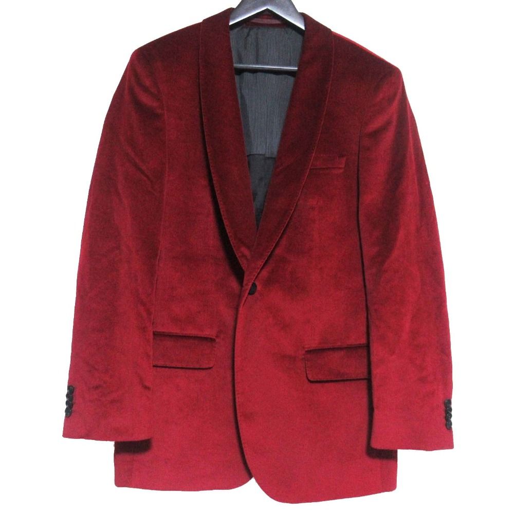 HUGO BOSS ヒューゴボス ベルベット 1 B シングル ショール テーラードジャケット サイズ50 ワインレッド メンズ 古着
