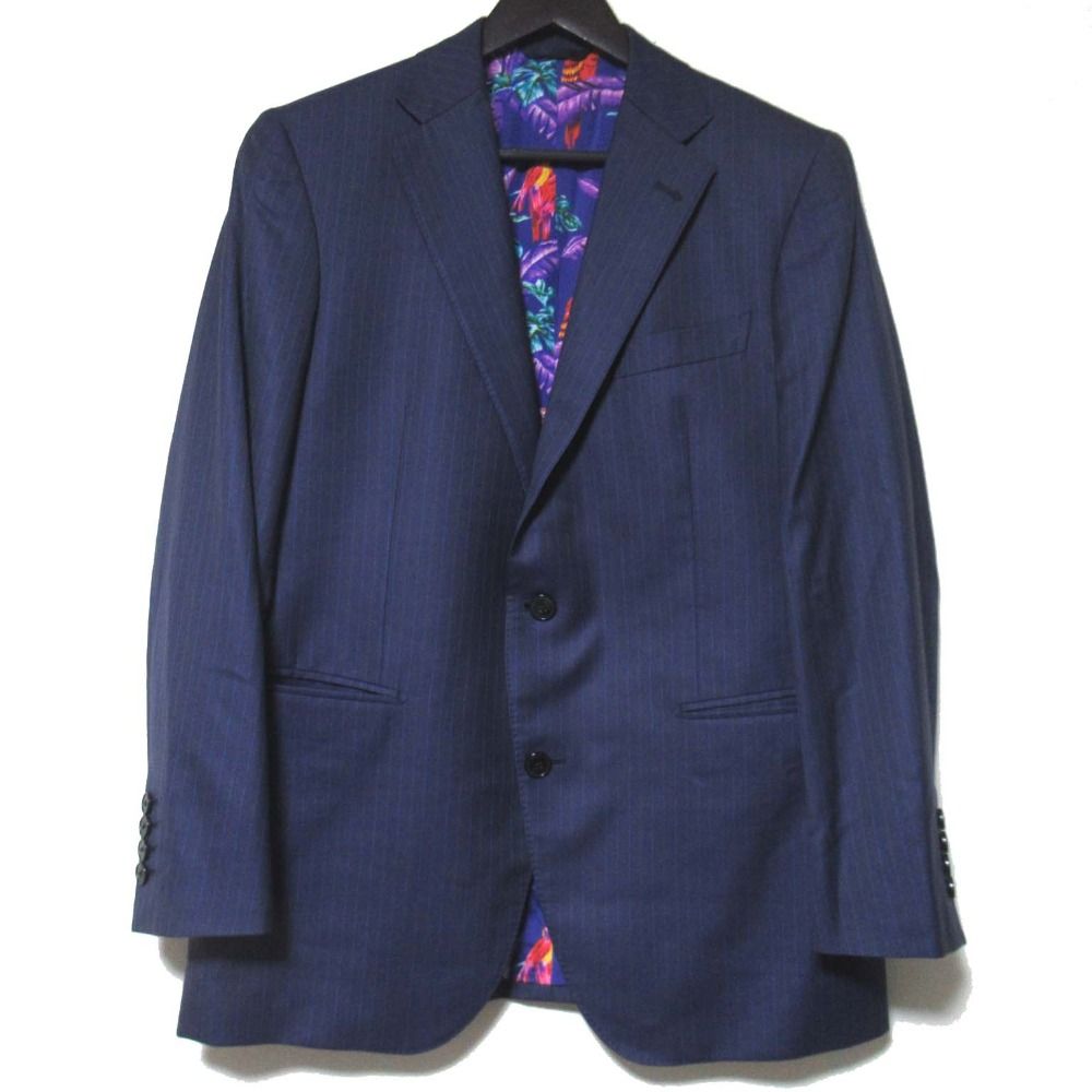 mila schon ミラショーン ピンストライプ柄 テーラードジャケット スラックスパンツ スーツ セットアップ ネイビー メンズ 古着