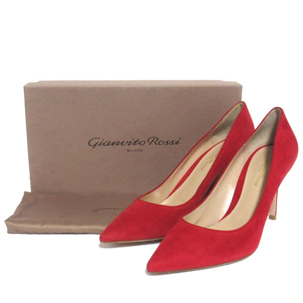 美品 Gianvito Rossi ジャンヴィトロッシ スエード ポインテッドトゥ
