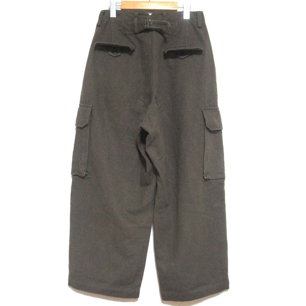 24 AW Y s ワイズ ヨウジヤマモト 綿麻ギャバジン ツータック ワイド カーゴパンツ サイズ2 カーキ メンズ レディース 古着