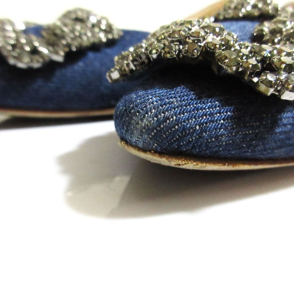 良品 Manolo Blahnik マノロブラニク ハンギシ デニムフラットシューズ