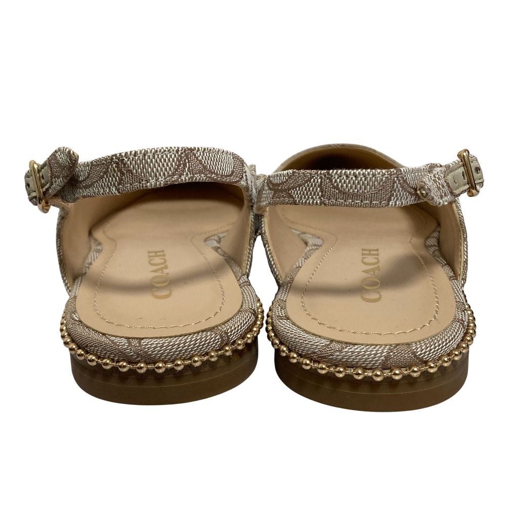  COACH コーチ シグネチャー ヴィー スキマー ポインテッドトゥ パンプス C 7841 サイズ7 23.5ｃｍ相当 ベージュ レディース 古着 ハイヒール パンプス パンプス