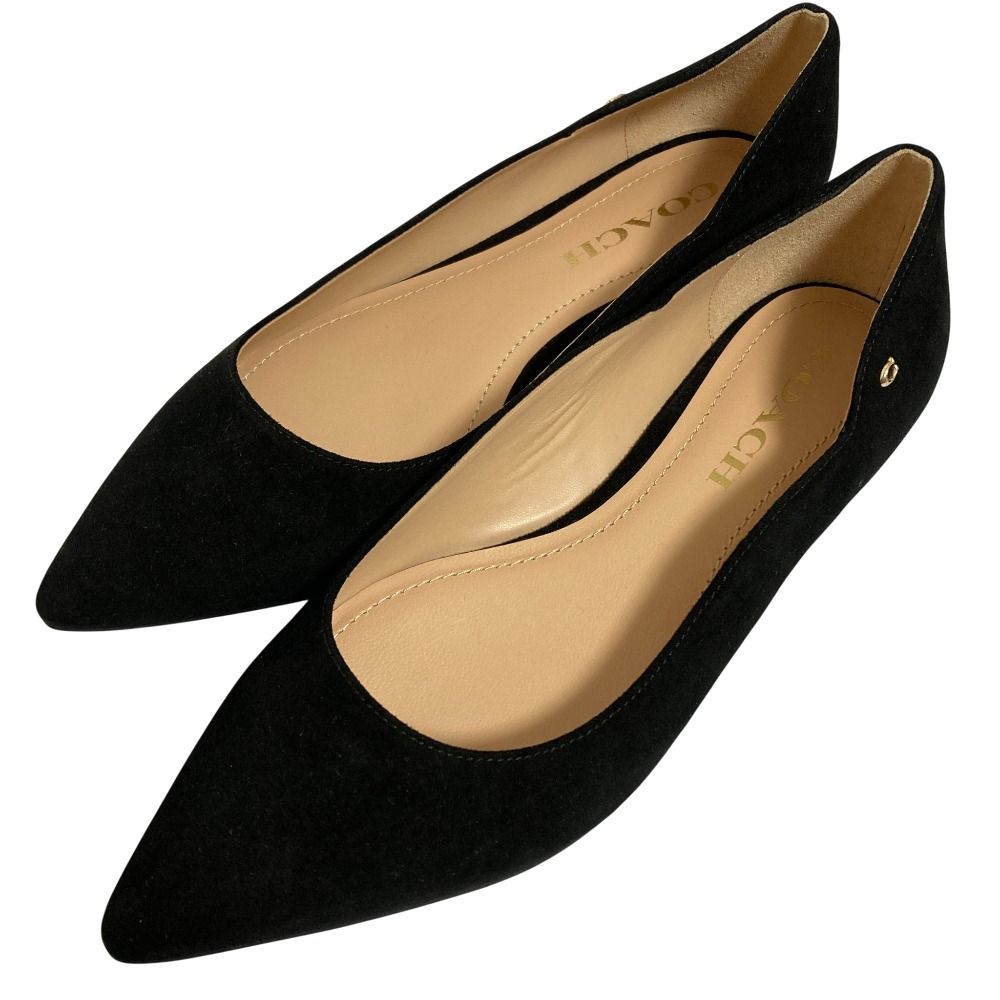 COACH コーチ VIERRA SUEDE SKIMMER スウェード ポインテッドトゥ フラットパンプス G 5224 サイズ6 C 23ｃｍ相当 ブラック レディース 古着
