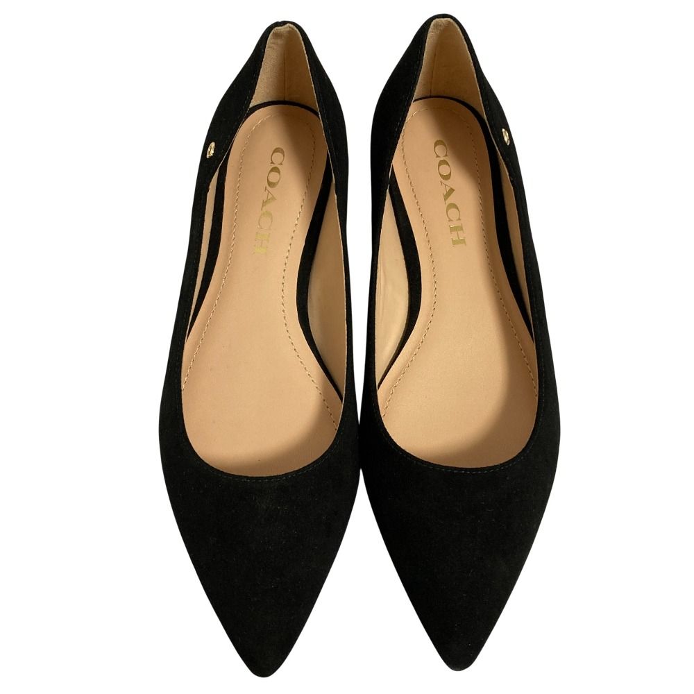 COACH コーチ VIERRA SUEDE SKIMMER スウェード ポインテッドトゥ フラットパンプス G 5224 サイズ6 C 23ｃｍ相当 ブラック レディース 古着