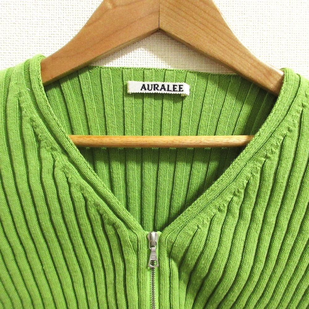 良品 24SS AURALEE オーラリー DRY COTTON WIDE RIB KNIT ZIP CARDIGAN