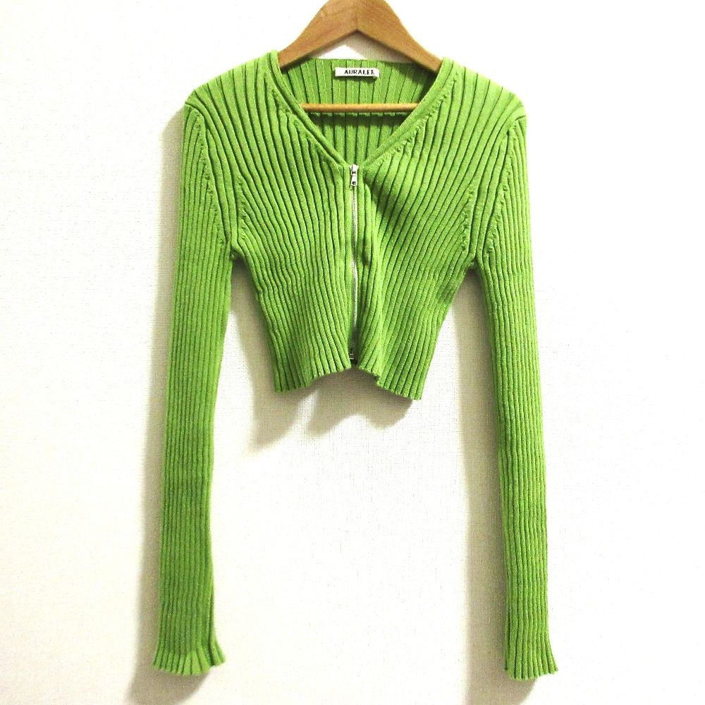 良品 24SS AURALEE オーラリー DRY COTTON WIDE RIB KNIT ZIP CARDIGAN