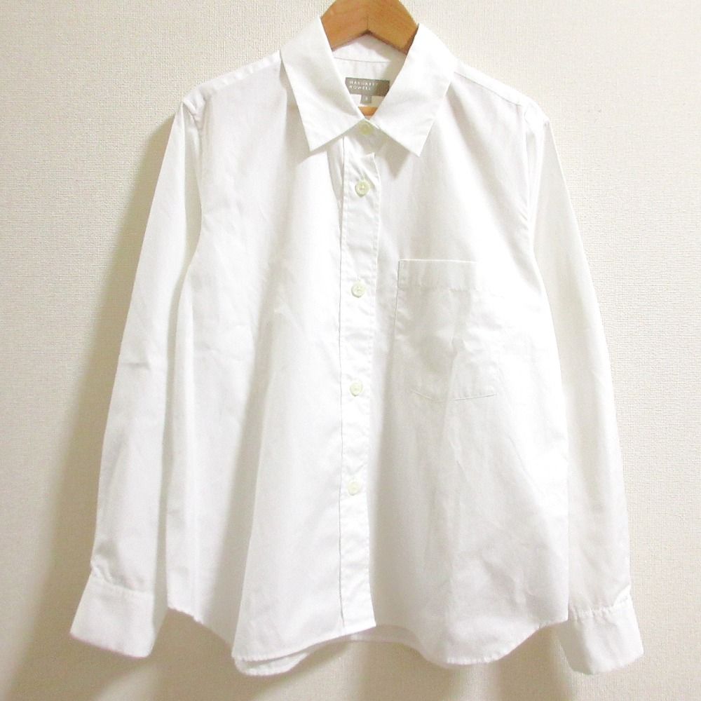 22 AW HOWELL マーガレットハウエル PLAIN COTTON POPLIN ポケットシャツ サイズ2 ホワイト レディース 古着