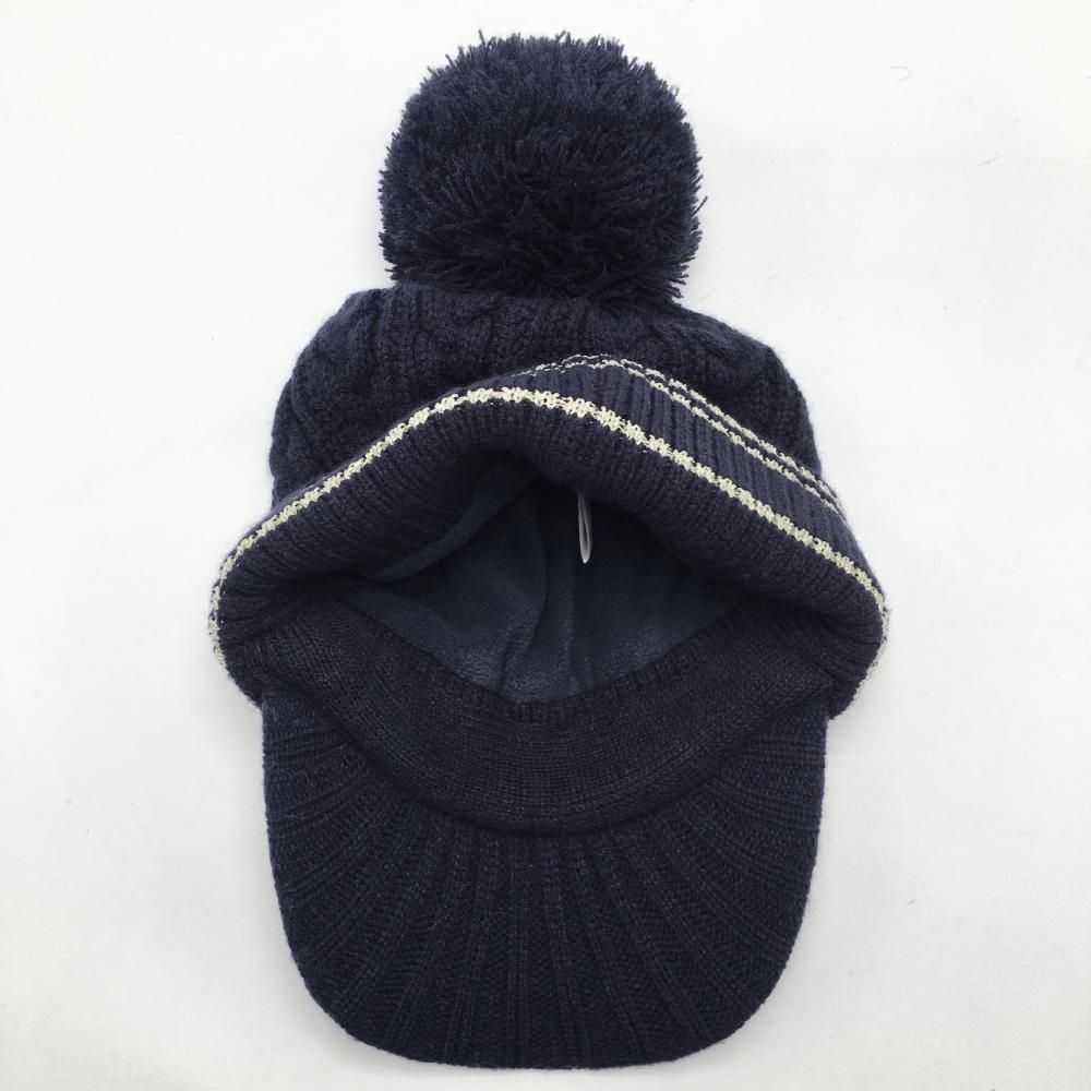 Callaway 3点セット　ワンピース ニット帽子レッグウォーマー　ネイビー金 キャロウェイ ゴルフ ニット帽 梵天付きリブ編みベーシックビーニー