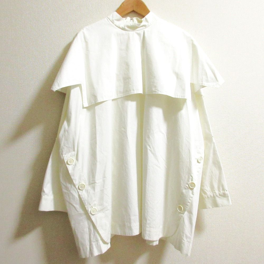 ENFOLD エンフォルド スカラップオーバーシャツ サイズ38 ホワイト レディース 古着