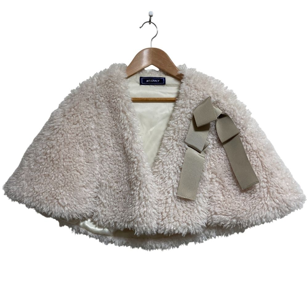 23 AW MS GRACY エムズグレイシー フェイクファーケープ ポンチョ 396504 アイボリー レディース 古着