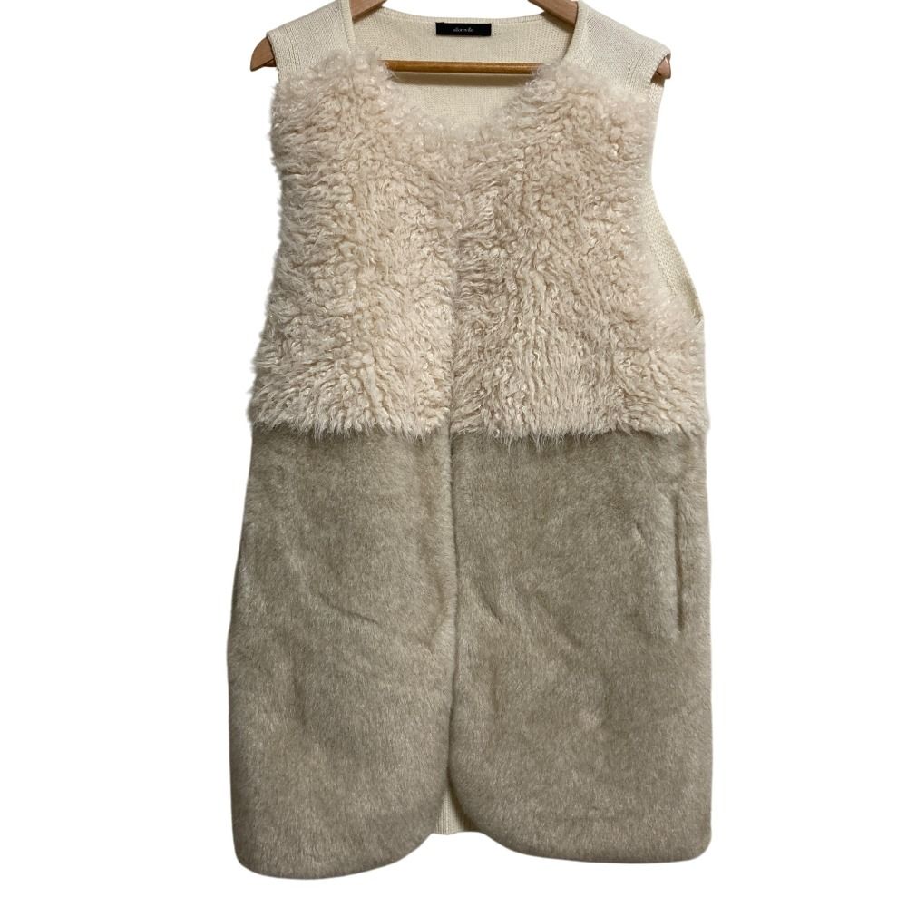 23 AW allureville アルアバイル フェイクファーコンビニットジレ ベスト サイズ2 ベージュ レディース 古着