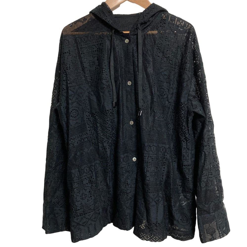 25 SS GRACE グレースコンチネンタル キカレースフード付トップ 長袖 シャツ サイズ36 ブラック レディース 古着