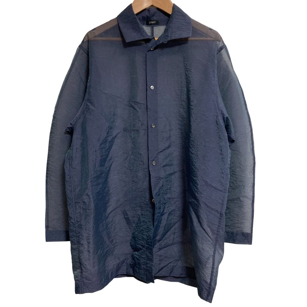 LOEFF ロエフ ユナイテッドアローズ オーガンジー ロングシャツ 長袖 シアー ブラウス 8811 299 0057 サイズ0 ダークブルー レディース 古着