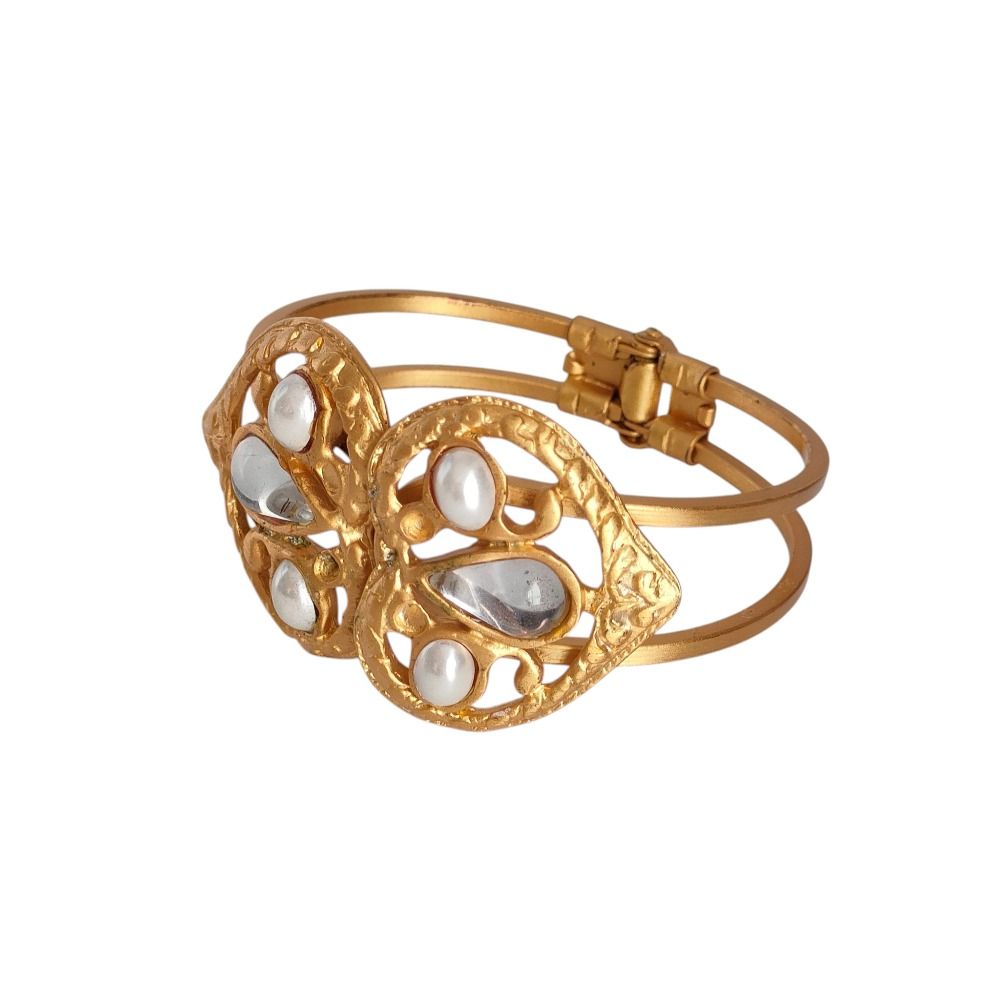 FOXEY フォクシー ビジュー メタル ハートモチーフ ブレスレット バングル アクセサリー ゴールドカラー レディース 古着