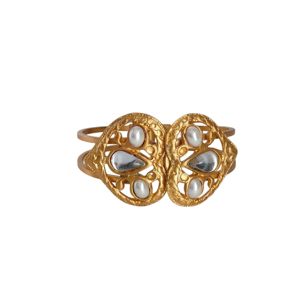 FOXEY フォクシー ビジュー メタル ハートモチーフ ブレスレット バングル アクセサリー ゴールドカラー レディース 古着