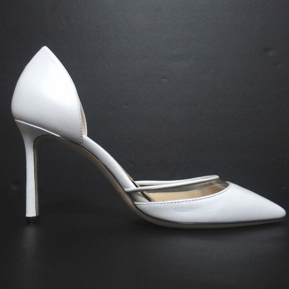 JIMMY CHOO ジミーチュウ レザー×PVC ポインテッドトゥ ハイヒール パンプス サイズ34 21 cm相当 ホワイト×クリア レディース 古着