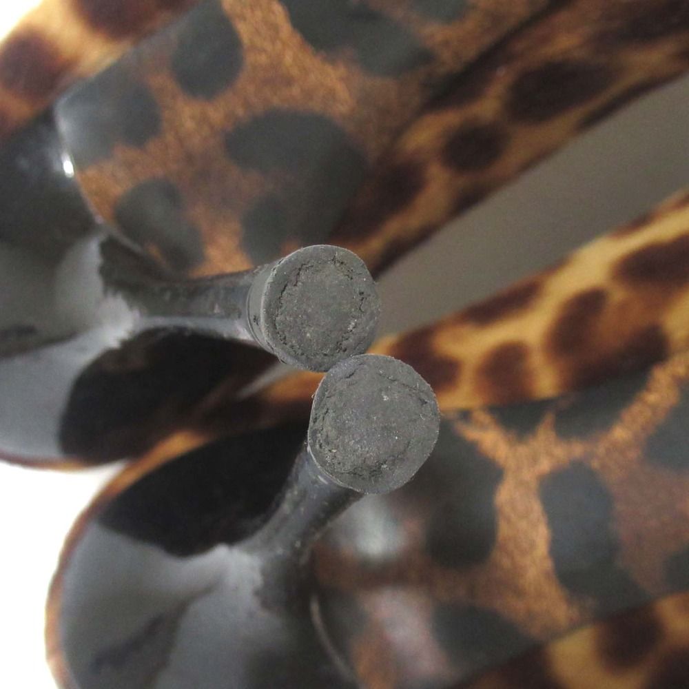 DOLCE-GABBANA ドルチェ-ガッバーナ レオパード柄ハラコ ポインテッドトゥ パンプス サイズ37.5 約24 cm ブラウン レディース 古着