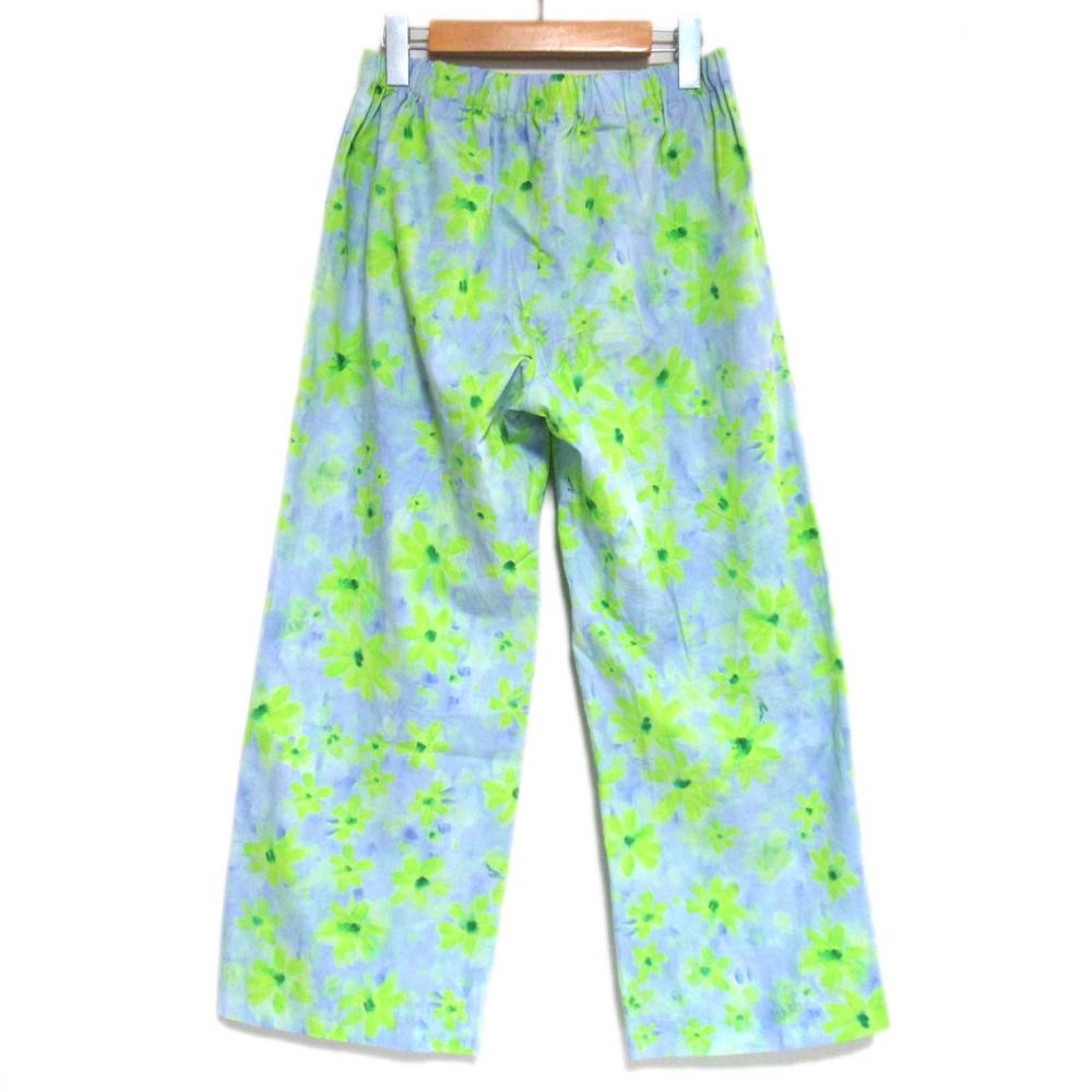 24 SS MARNI マルニ フラワープリント ドローストリング イージーワイドパンツ サイズ40 ブルー系 レディース 古着