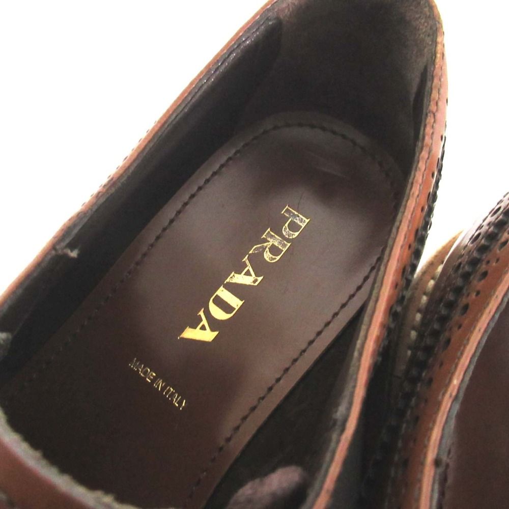 美品 PRADA プラダ ウィングチップ プラットフォームシューズ ダービー