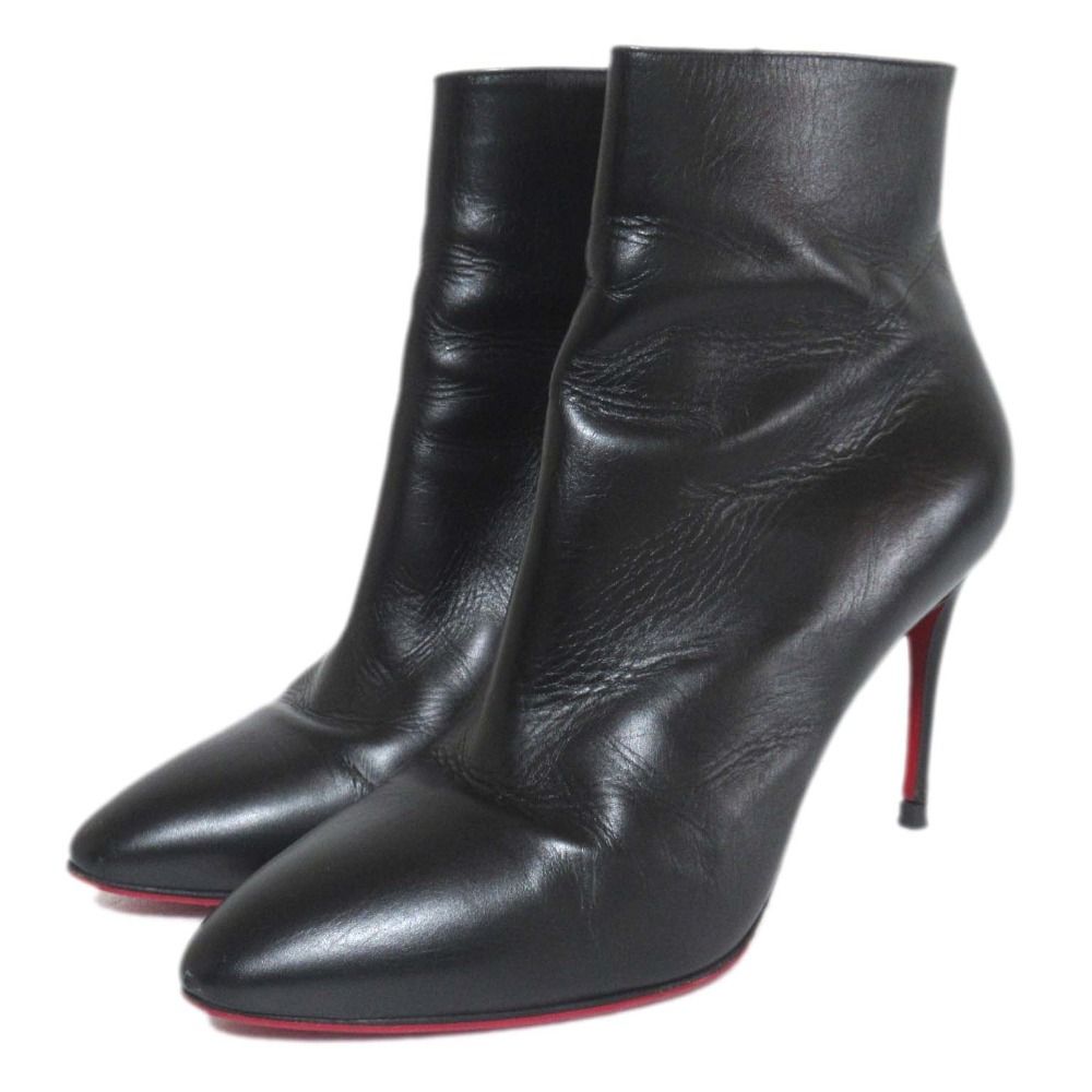 クリスチャンルブタン　レザー ハイヒール ショート ブーツ ブラック 35 美品 Christian Louboutin クリスチャンルブタン レザー ハイヒール