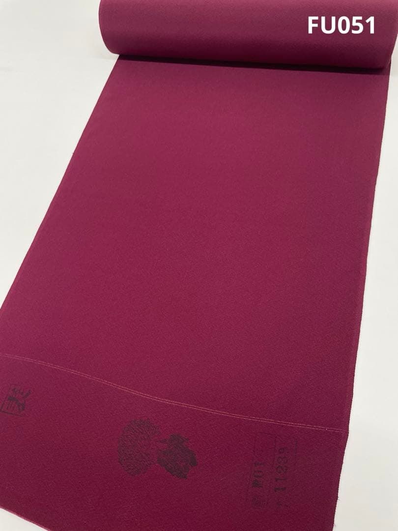 色無地 バーガンディー色 正絹 反物 FU 051