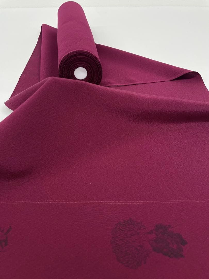 色無地 バーガンディー色 正絹 反物 FU 051