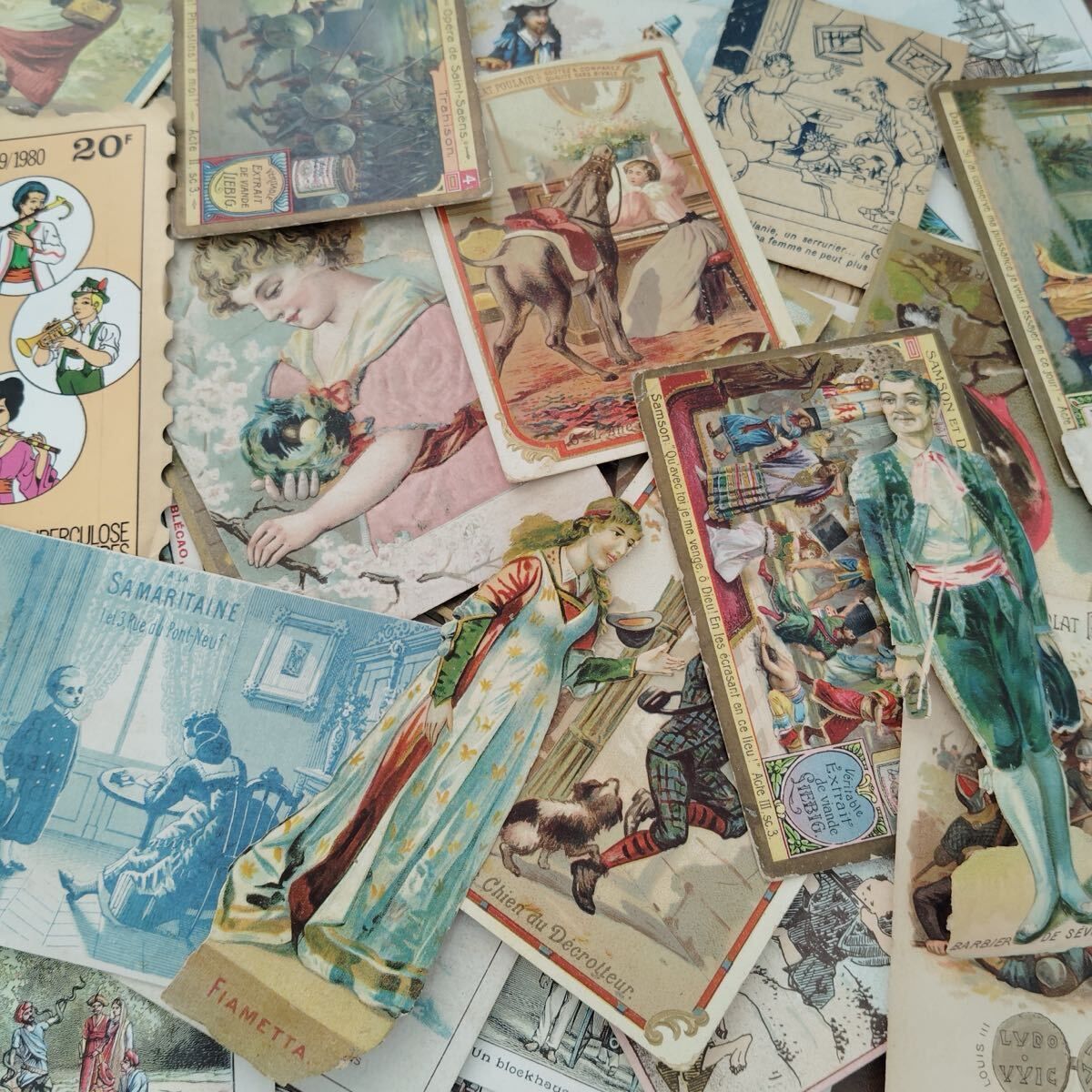 クロモスカード フランス アンティーク コラージュ クロモ 100枚セット D】100枚 クロモカード ヴィンテージ まとめて まとめ売り 大量 セット