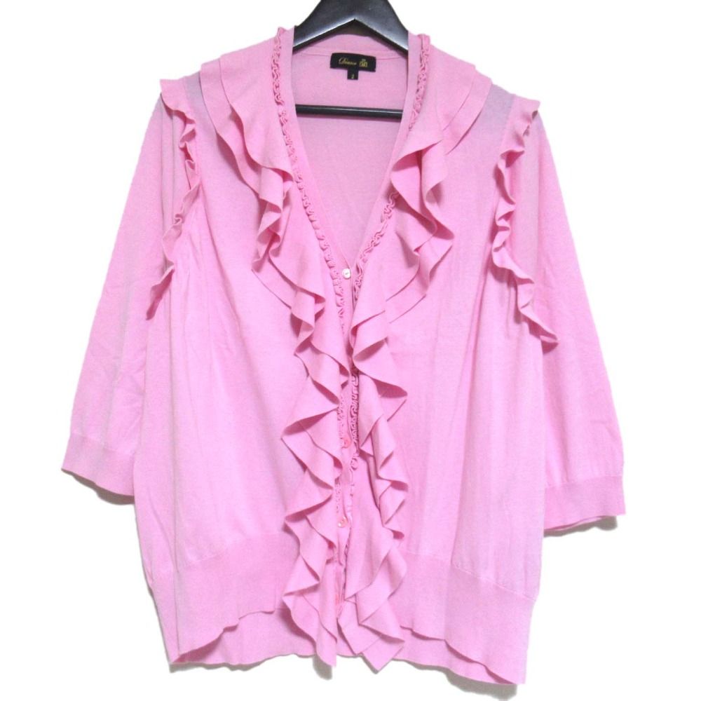 美品 クリーニング済 Drawer ドゥロワー 18Gコットン 七分袖 Vネック