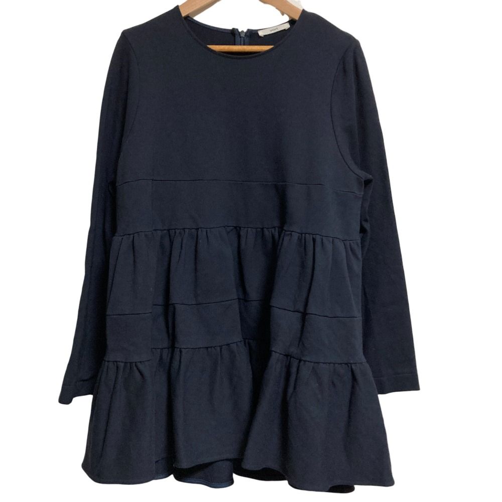 22 AW yori ヨリ ぬくぬくヘムフリルブラウス YR 2221-123 サイズF ネイビー レディース 古着