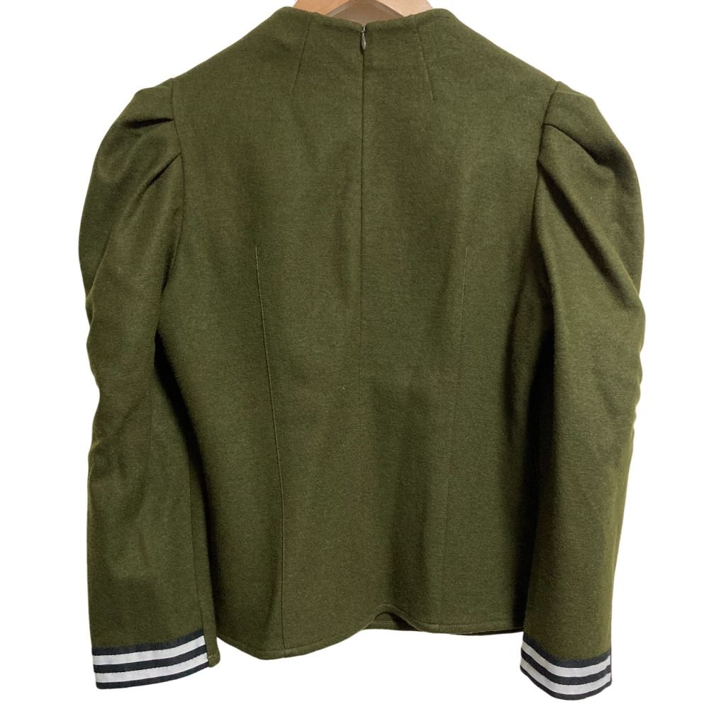 22 AW BORDERS at BALCONY ボーダーズアットバルコニー GRACE WOOL TOP 長袖 ブラウス プルオーバー サイズ38 カーキ レディース 古着