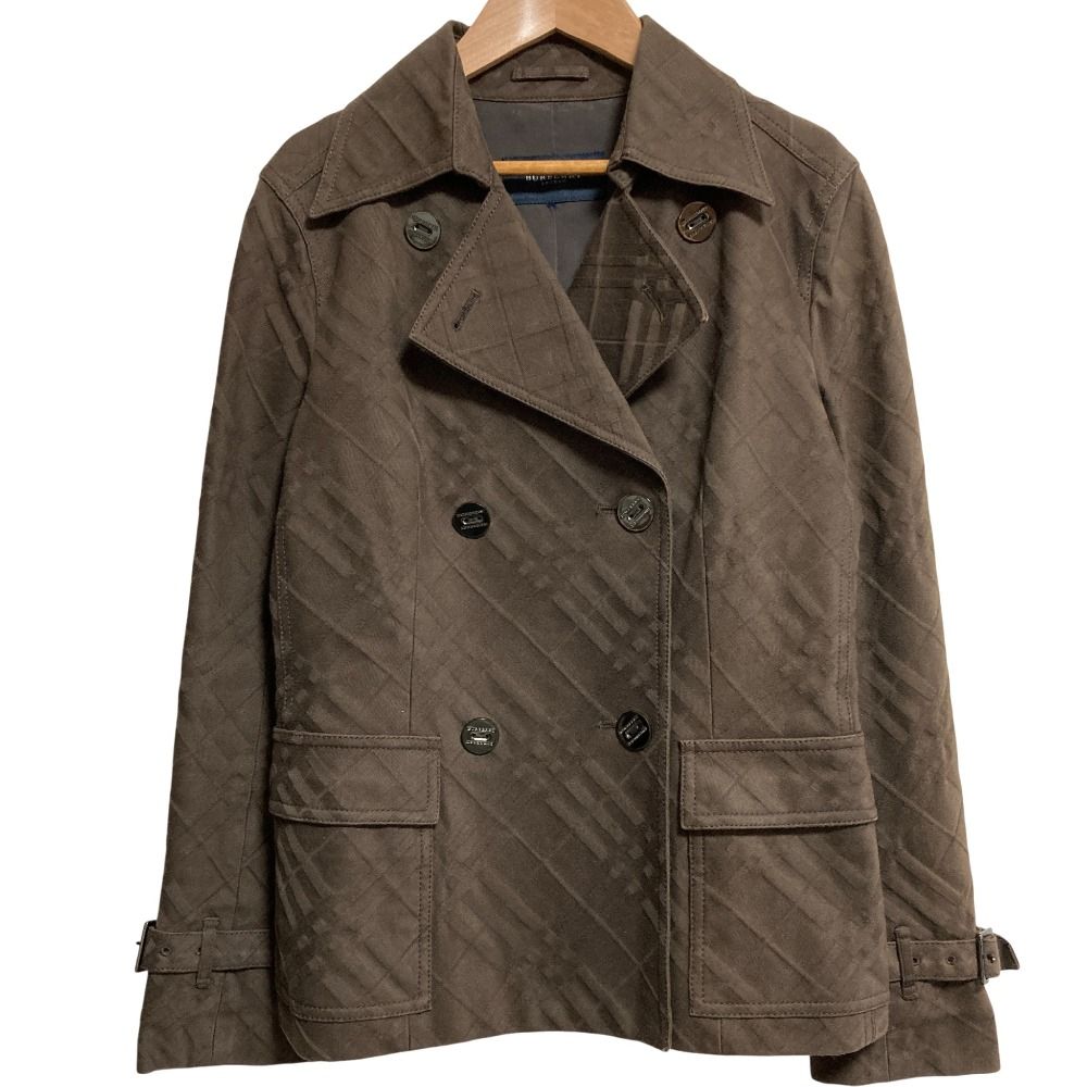 バーバリー シャドーチェック ダブルブレスト コート ジャケット サイズ40 ブラウン レディース 古着