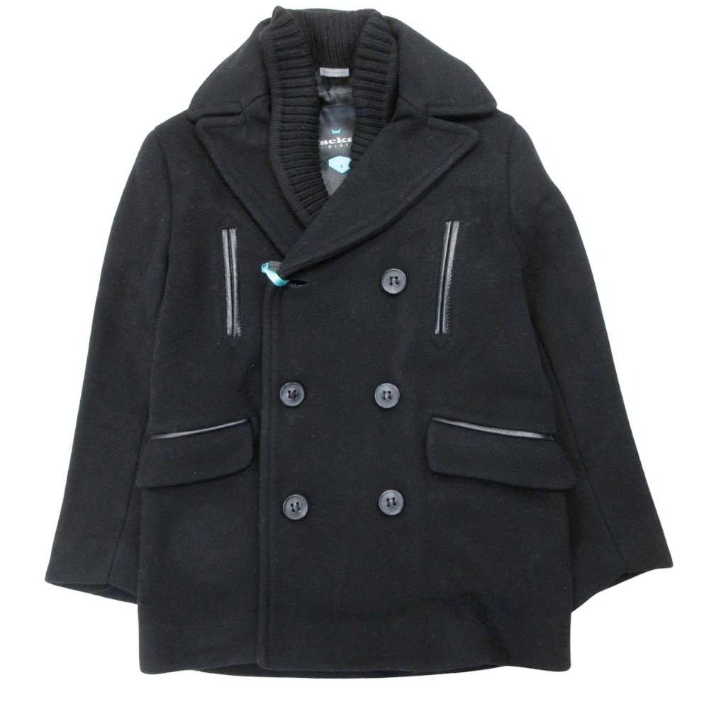 Mackage MINI マッカージュ メルトンウール ピーコート ジャケット ダブルブレスト アウター 6 黒 ブラック 子供服 キッズ 古着