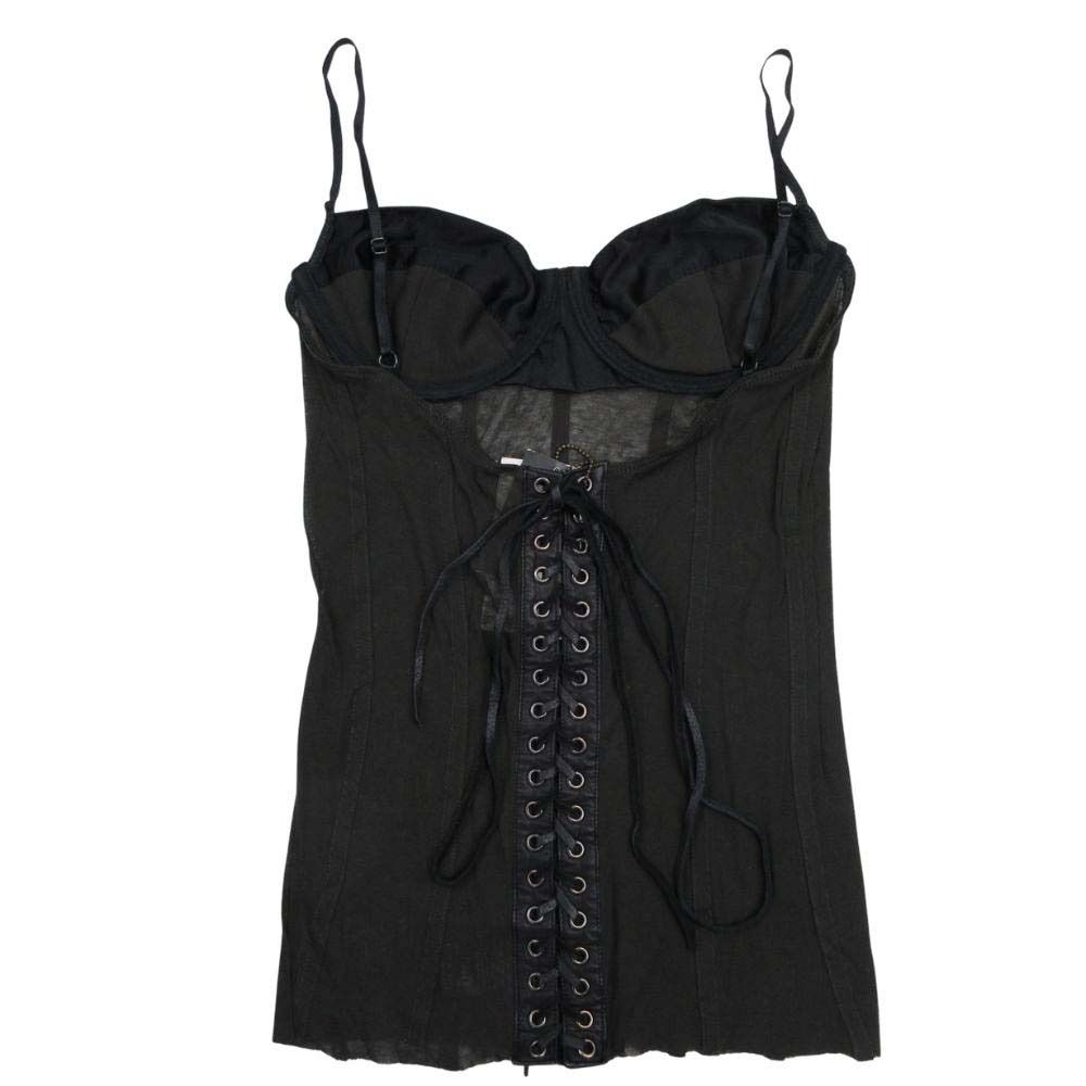 ♥ IF SIX WAS NINE イフシックスワズナイン 鹿革 レースアップ コルセット ビスチェ トップス カットソー 1 ブラック レディース 古着