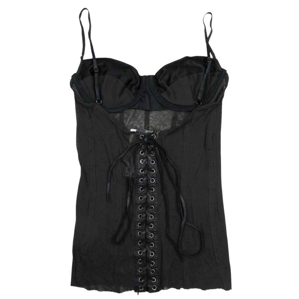 ♥ IF SIX WAS NINE イフシックスワズナイン 鹿革 レースアップ コルセット ビスチェ トップス カットソー 0 ブラック レディース 古着