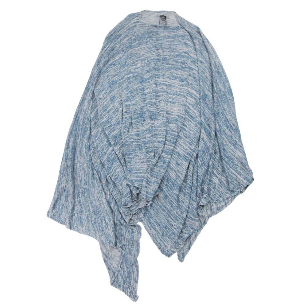 ♥ IF SIX WAS NINE イフシックスワズナイン 綿×リネン ニット ポンチョ ケープ マント シャツ カットオフ F ブルー系 レディース 古着