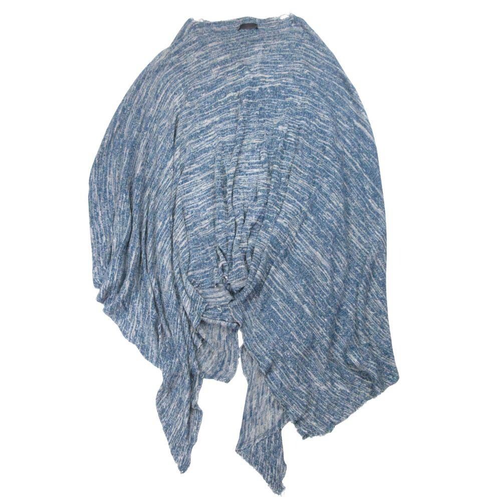 ♥ IF SIX WAS NINE イフシックスワズナイン 綿×リネン ニット ポンチョ ケープ マント シャツ カットオフ F ブルー系 レディース 古着