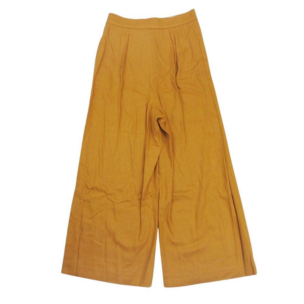 ♥ ENFOLD エンフォルド シルクネップ ワイド パンツ フ タック スラックス トラウザー 38 マスタード レディース 古着