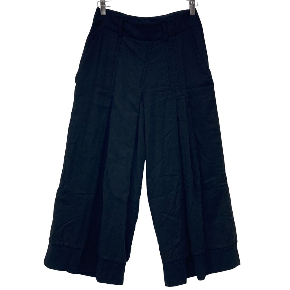 22 AW Y s ワイズ ヨウジヤマモト COTTON WOOL RANDOM TUCK PANTS タックパンツ YV P 09 829 サイズ1 ブラック レディース 古着
